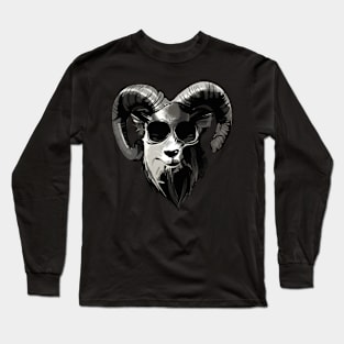 Thug Ram With Glasses animal art Long Sleeve T-Shirt